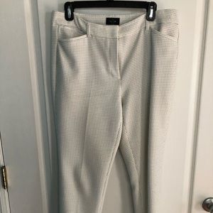WHBM White Slim Ankle Pants with black polka dots